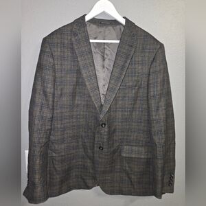 John Bartlett Suit Jacket Brown Plaid Size 48 Regular